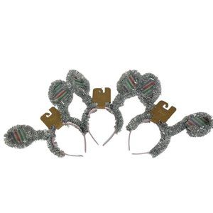 NWT Nordstrom Berry Tinsel Bunny Ear Headbands Silver Set of 3 Striped New